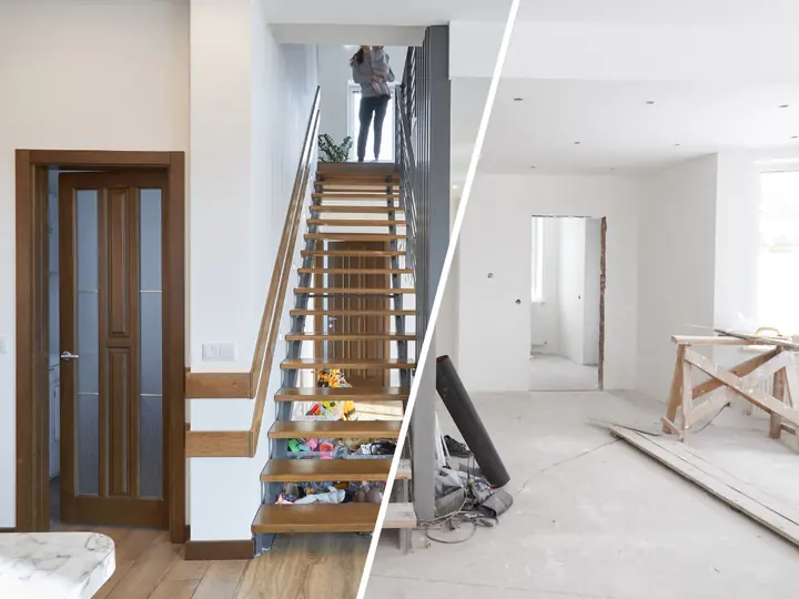 Vivienda antes y después de la limpieza de fin de obra